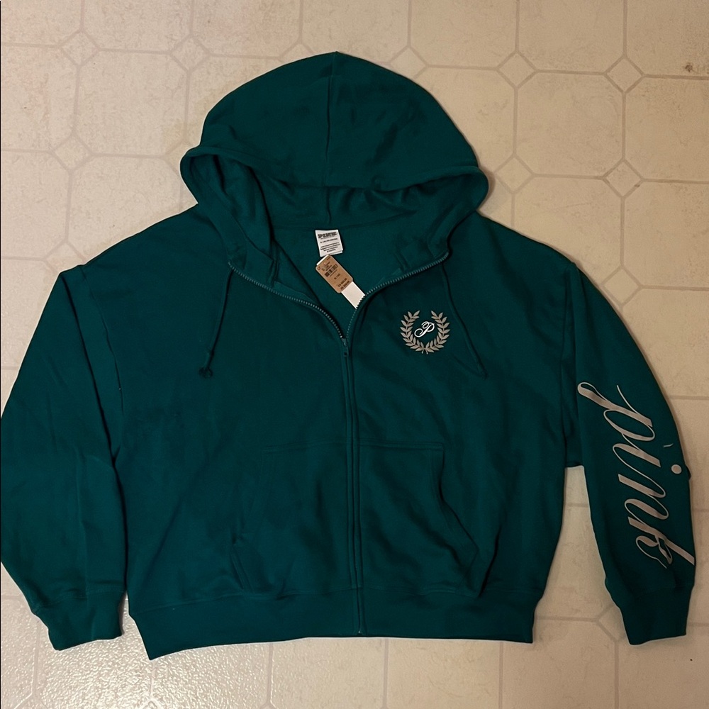 PINK Victoria's Secret XL Green Zip-Up